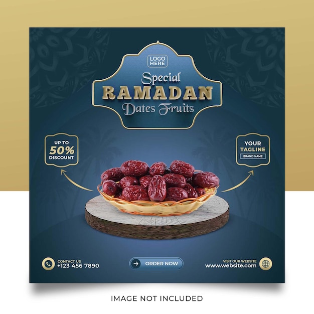 Speciale Ramadan-datums Fruit Social Media Post Template Banner Design