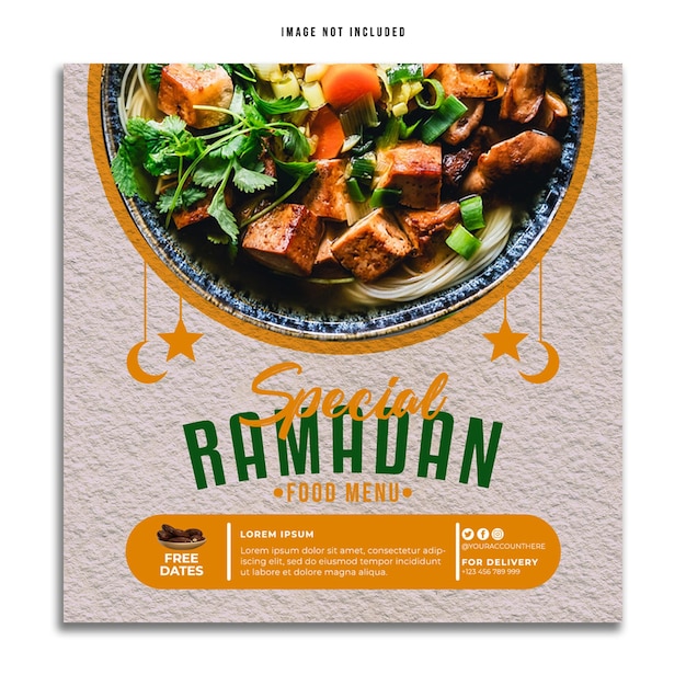 Speciale ramadan voedselmenu promotie social media post bannersjabloon