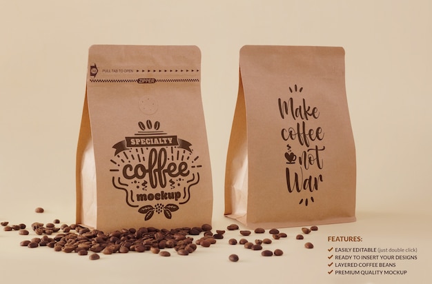 Mockup di packaging doppio per caffè speciali per branding o design