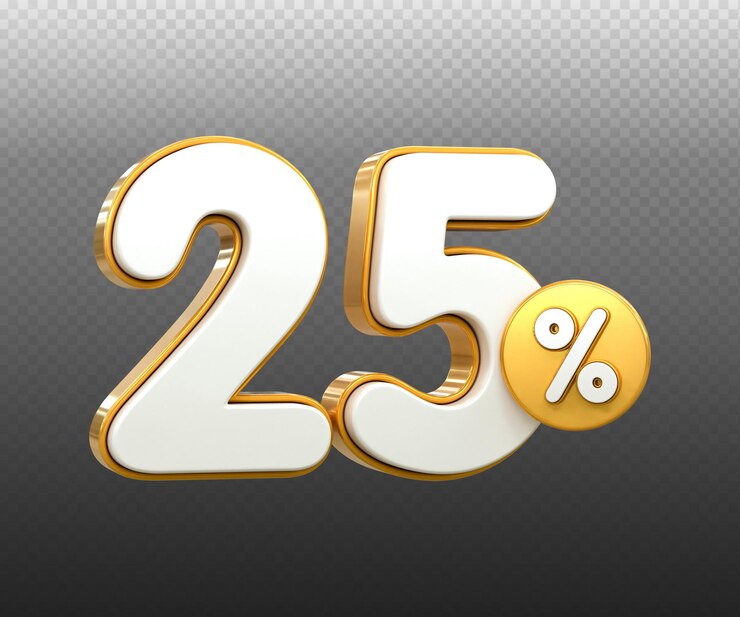 PSD specjalna oferta 25 procent zniżki sprzedaż tag 3d rendering numer koncepcja zniżka promocja sprzedaż tag