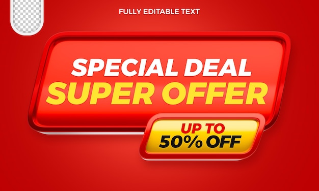 Specjalna oferta Super Deal Do 50% zniżki na izolowane renderowanie 3D z edytowalnym tekstem