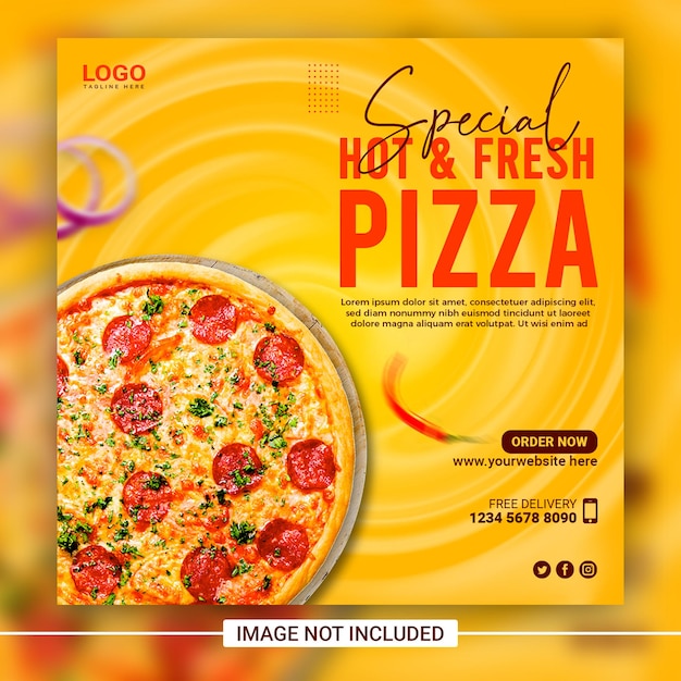 PSD specjalna pyszna pizza fast food i menu restauracji szablon banera postów w mediach społecznościowych