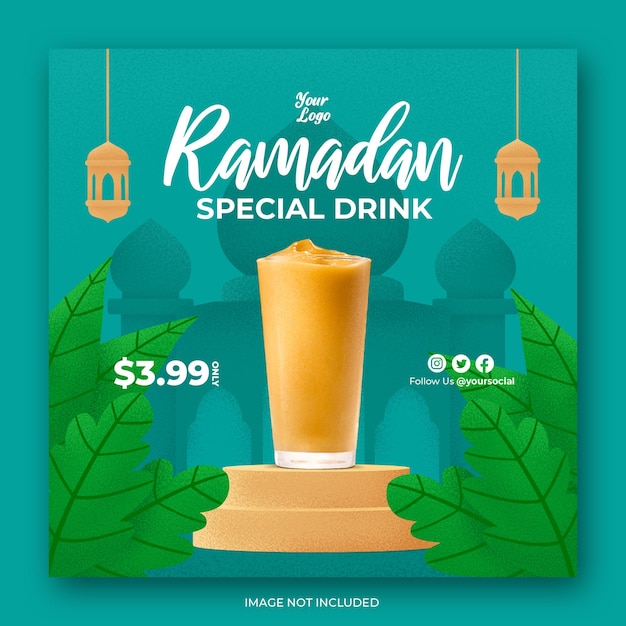 PSD specjalne menu ramadan instagram baner społecznościowy