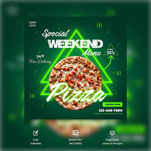 Specjalne Menu Weekendowe Post W Mediach Społecznościowych I Szablon Postu Na Instagram