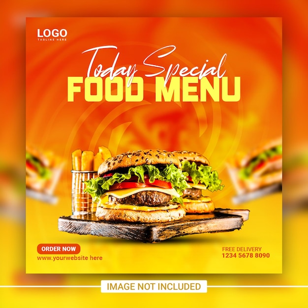 PSD specjalne pyszne burgery fast food i menu restauracji szablon banera postów w mediach społecznościowych