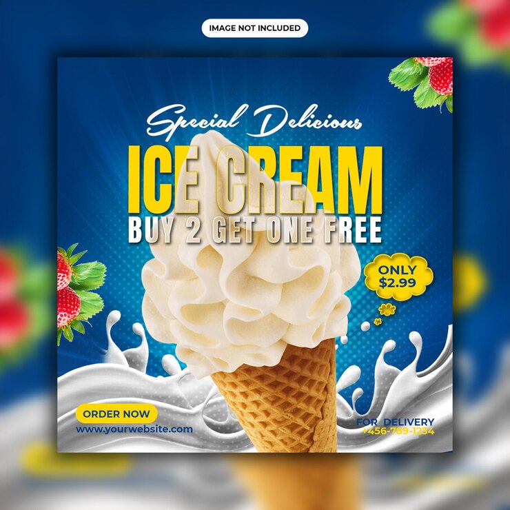Specjalne pyszne lody w mediach społecznościowych na Instagram post banner