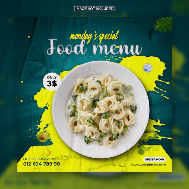 PSD specjalne pyszne menu z jedzeniem w mediach społecznościowych szablon postu na instagram
