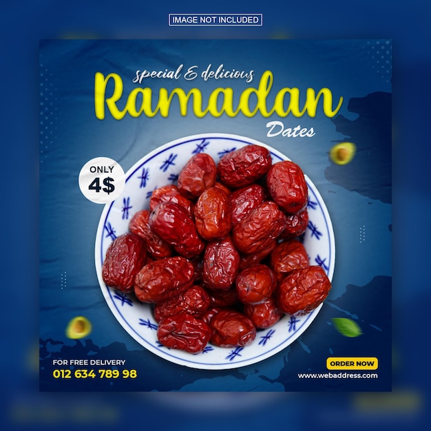Specjalny Pyszny Ramadan Menu Z Jedzeniem W Mediach Społecznościowych Szablon Postu Na Instagram