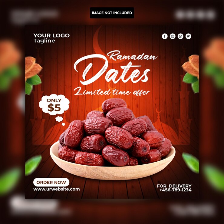 Specjalny pyszny szablon Ramadan food menu social media instagram post design template