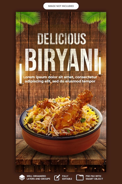 PSD specjalny szablon delicious biryani instagram story