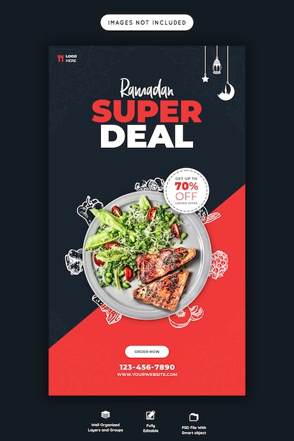 Specjalny Szablon Historii Ramadan Food Instagram Premium Psd