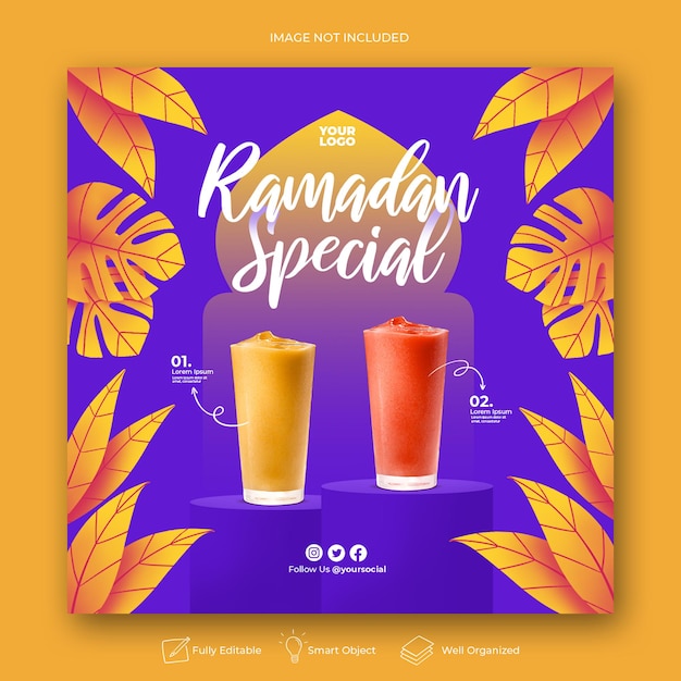 PSD specjalny szablon menu ramadan instagram social media banner