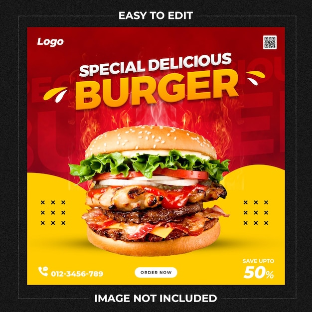 Specjalny Szablon Postu W Mediach Społecznościowych Delicious Burger