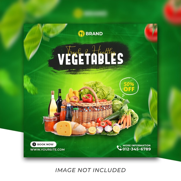 Specjalny Szablon Postu W Mediach Społecznościowych Ze świeżą, Zdrową żywnością I Warzywami Premium Psd