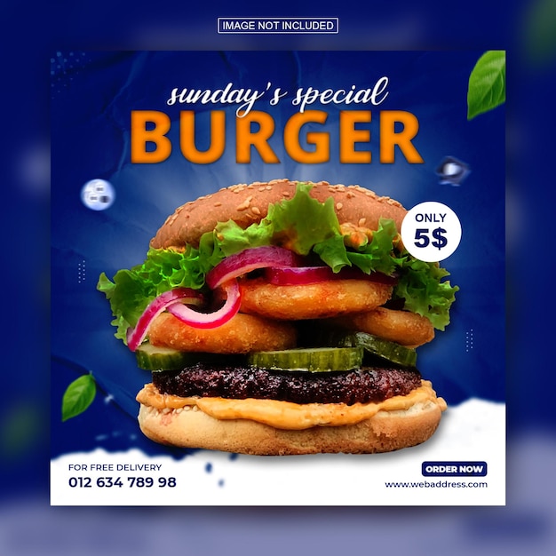 Specjalny Szablon Projektu Pysznych Burgerów W Mediach Społecznościowych Na Instagramie