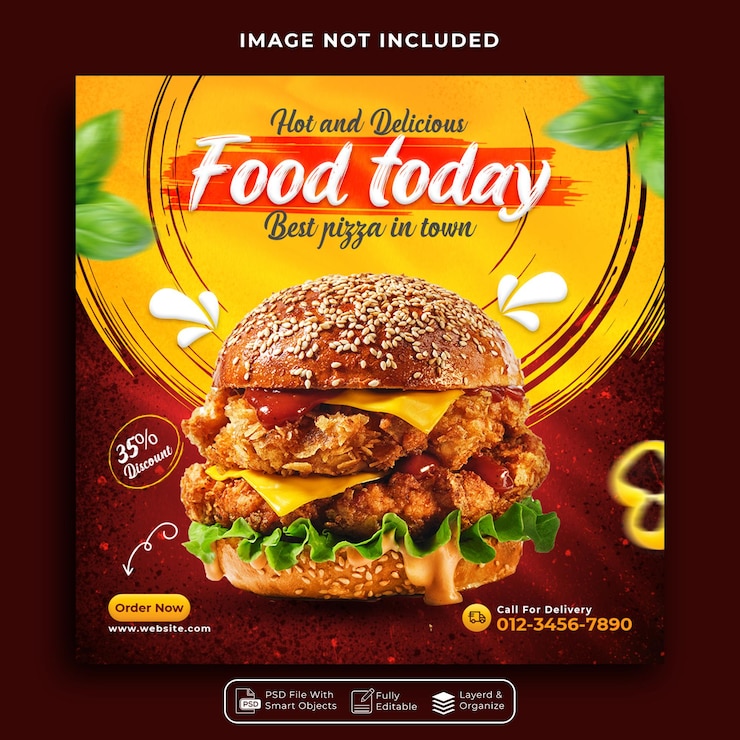 Specjalny szablon pysznego menu reklamowego w mediach społecznościowych