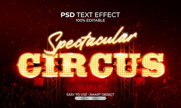 PSD spectacular light circus text effect