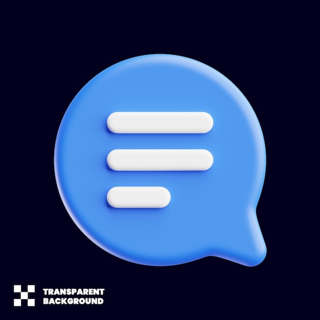 Speech bubble dialog icon in minimalist 3d render