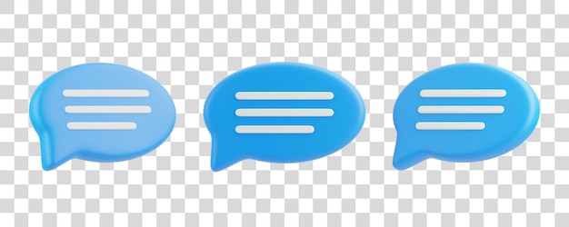 PSD bolle vocali isolate su sfondo bianco impostazione di icone di chat confezione di messaggi della casella di chat render 3d