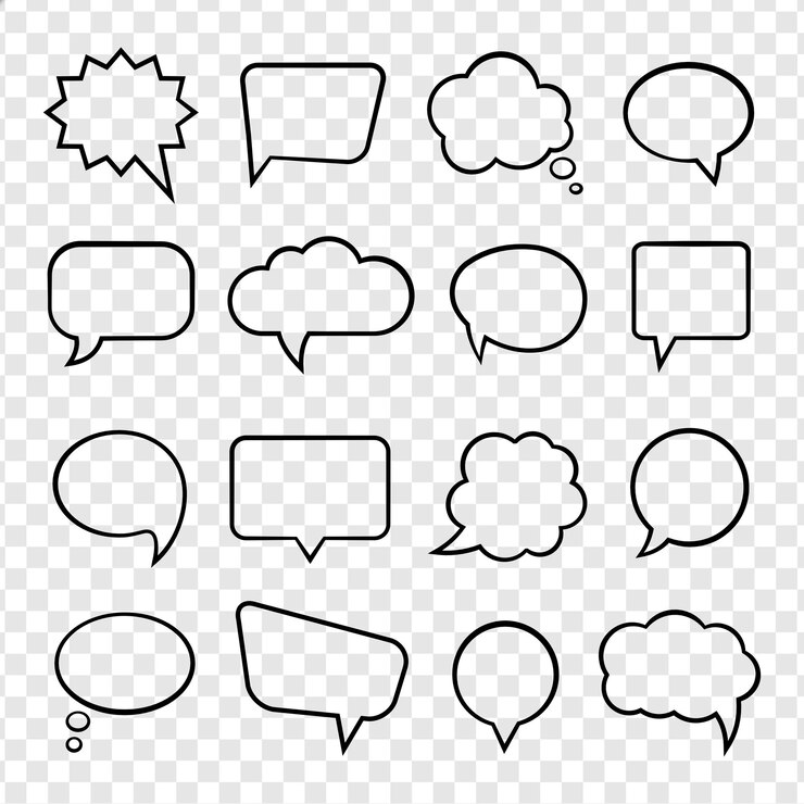 PSD speech bubble set isolated on transparent background