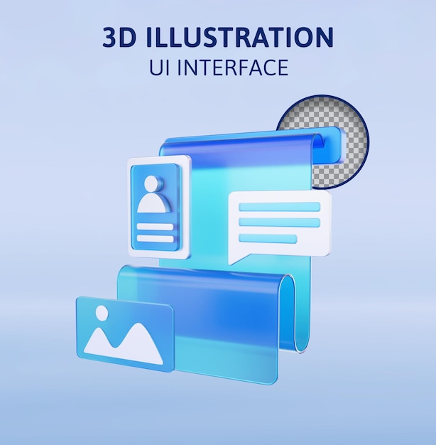 연설 거품 Ui 인터페이스 3d 렌더링 그림