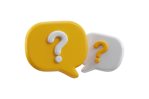 Speech bubble with question mark icon 3d render concept of FAQ and QA answer solution vector icon