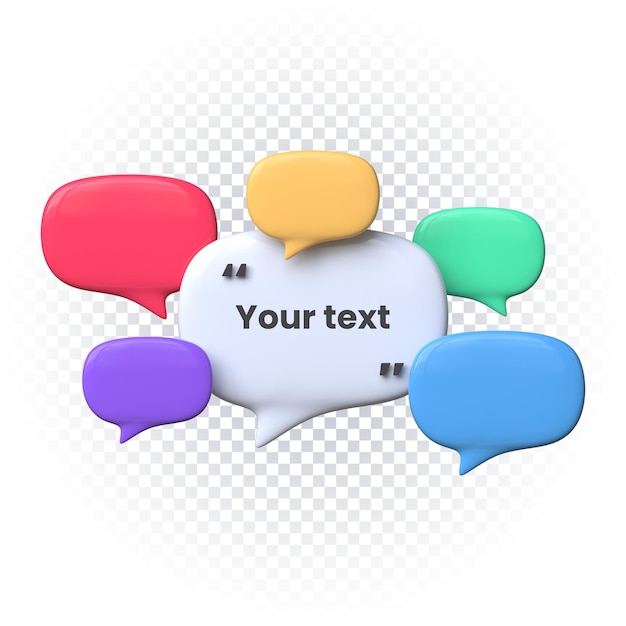 Speech bubbles frame mock up 3d render isolated