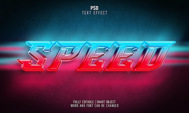 Speed 3d glossy metallic editable text effect