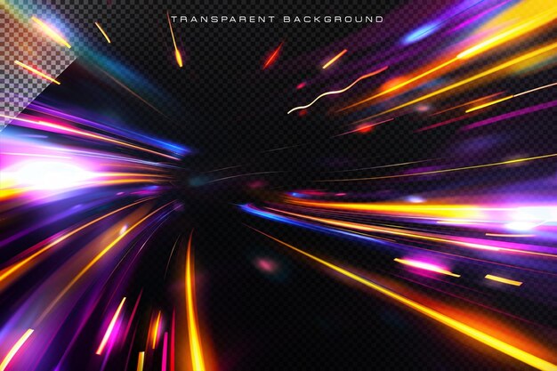 PSD speed colorful motion lighting on transparent overlay