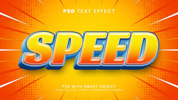 Speed editable text effect with fast and racing text style