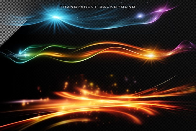 PSD speed lighting waves beam vfx special effect on transparent background