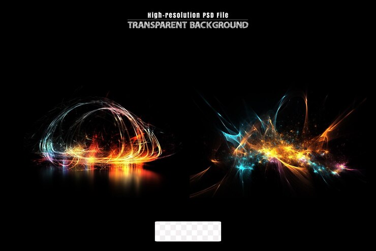 PSD speed motion gold and orange swirls on a transparent background