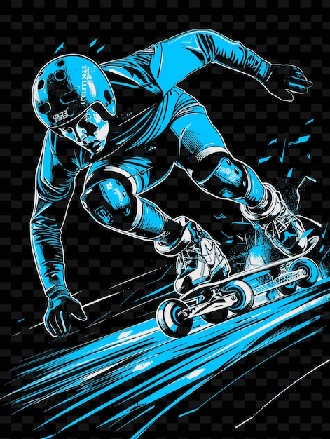 PSD speed skater skating with skates and helmet with aerodynami illustration flat 2d sport backgroundc