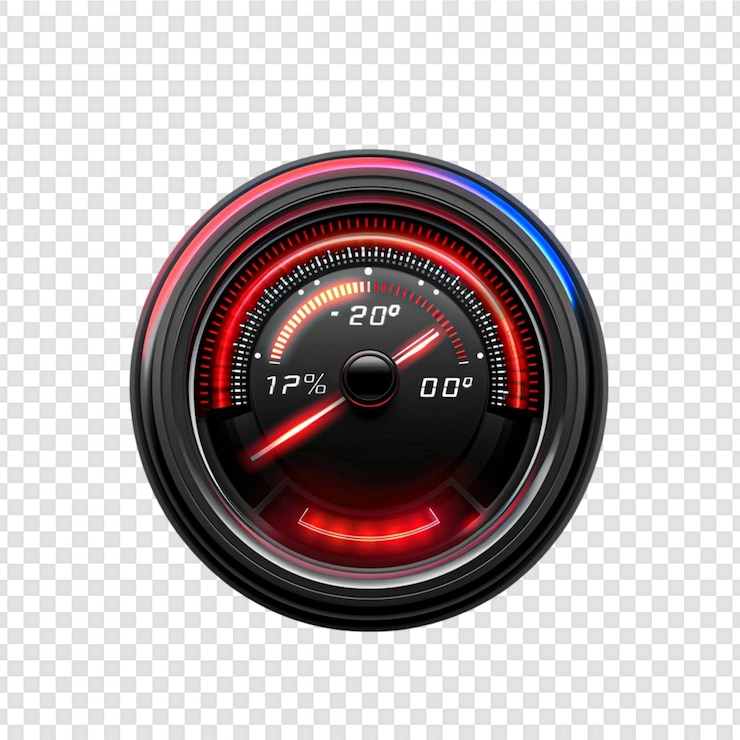 PSD speedometer isolated on transparent background