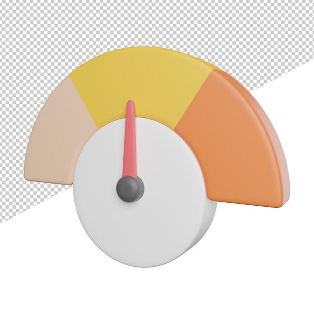 PSD speedometer progress acceleration side view 3 rendering icon illustration on transparent background