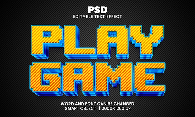 PSD speel game 3d bewerkbare photoshop teksteffectstijl met achtergrond