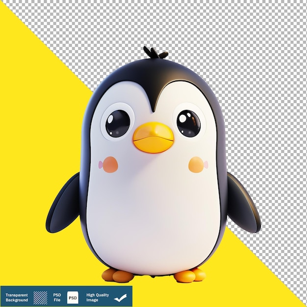 Speelse cartoon pinguïn nft closeup op witte achtergrond