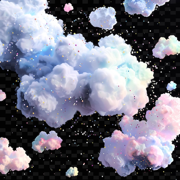 PSD speelse stratocumulus cloud met fluffy marshmallows en sug neon color shape decor collections
