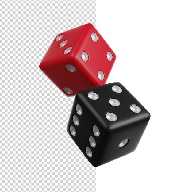 PSD spel rood en zwart dice 3d rendering casino icoon