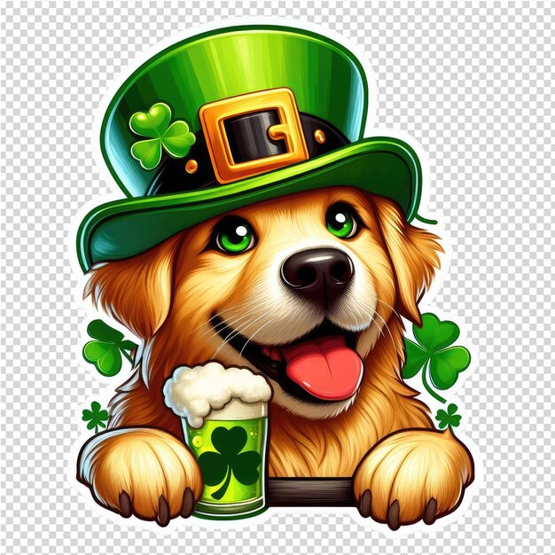 Spelende hond met een leprechaun hoed sticker