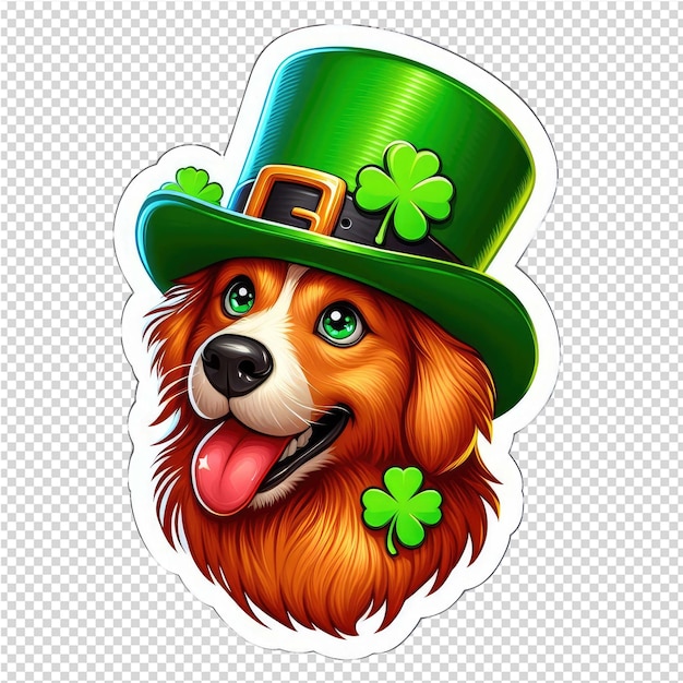 Spelende hond met een leprechaun hoed sticker