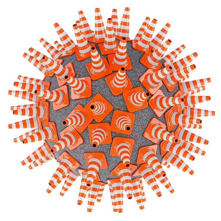 PSD sphere from traffic cones 3d rendering isolated on transparent background