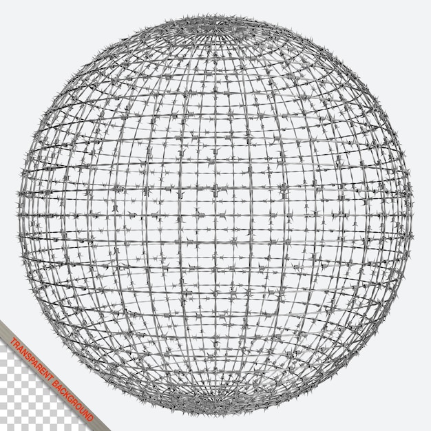 구 모양의 가시 와이어 3d 이미지