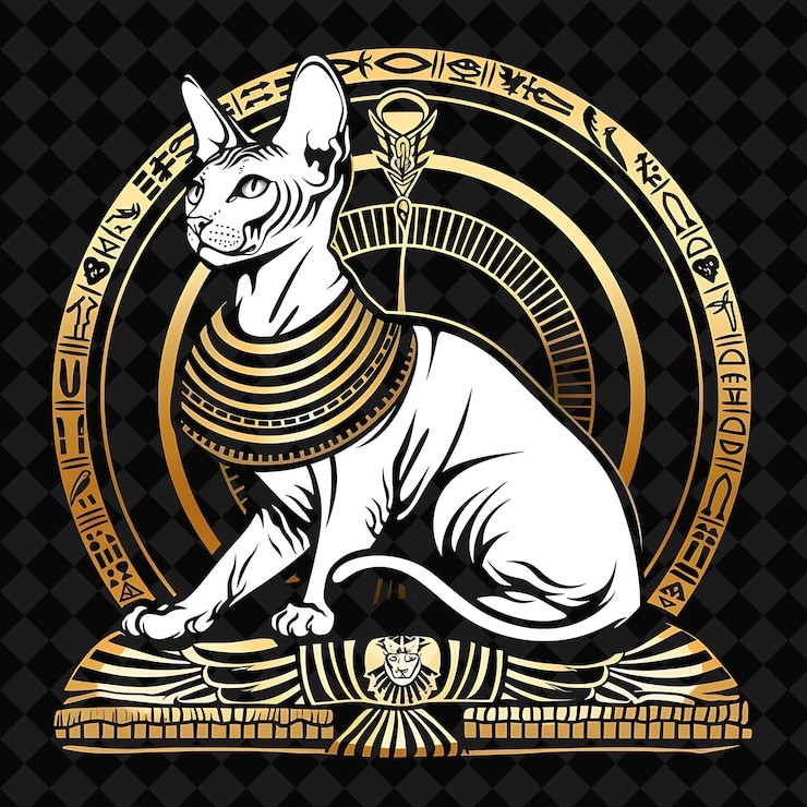 PSD sphynx cat icon hairless cat profile with a regal expression illustration animal vector art design