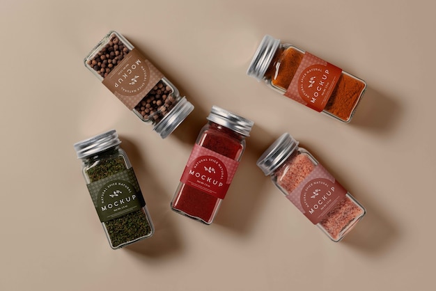 PSD spice label mockup-ontwerp