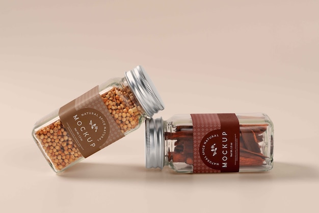 PSD spice label mockup-ontwerp