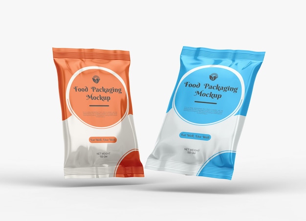 Spice packaging foil sachet flow pack mockup