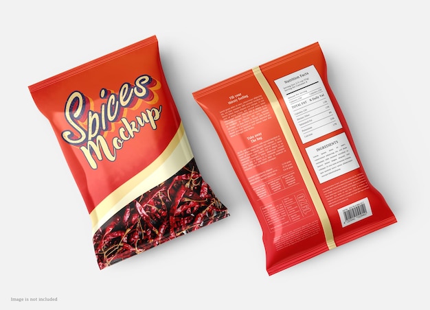 Мокап пластикового пакета spice snack