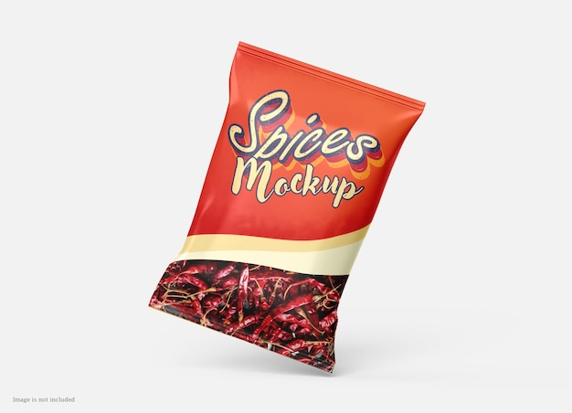 Мокап пластикового пакета spice snack