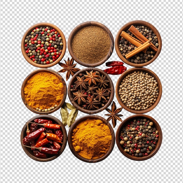 PSD spices and herbs isolated on white